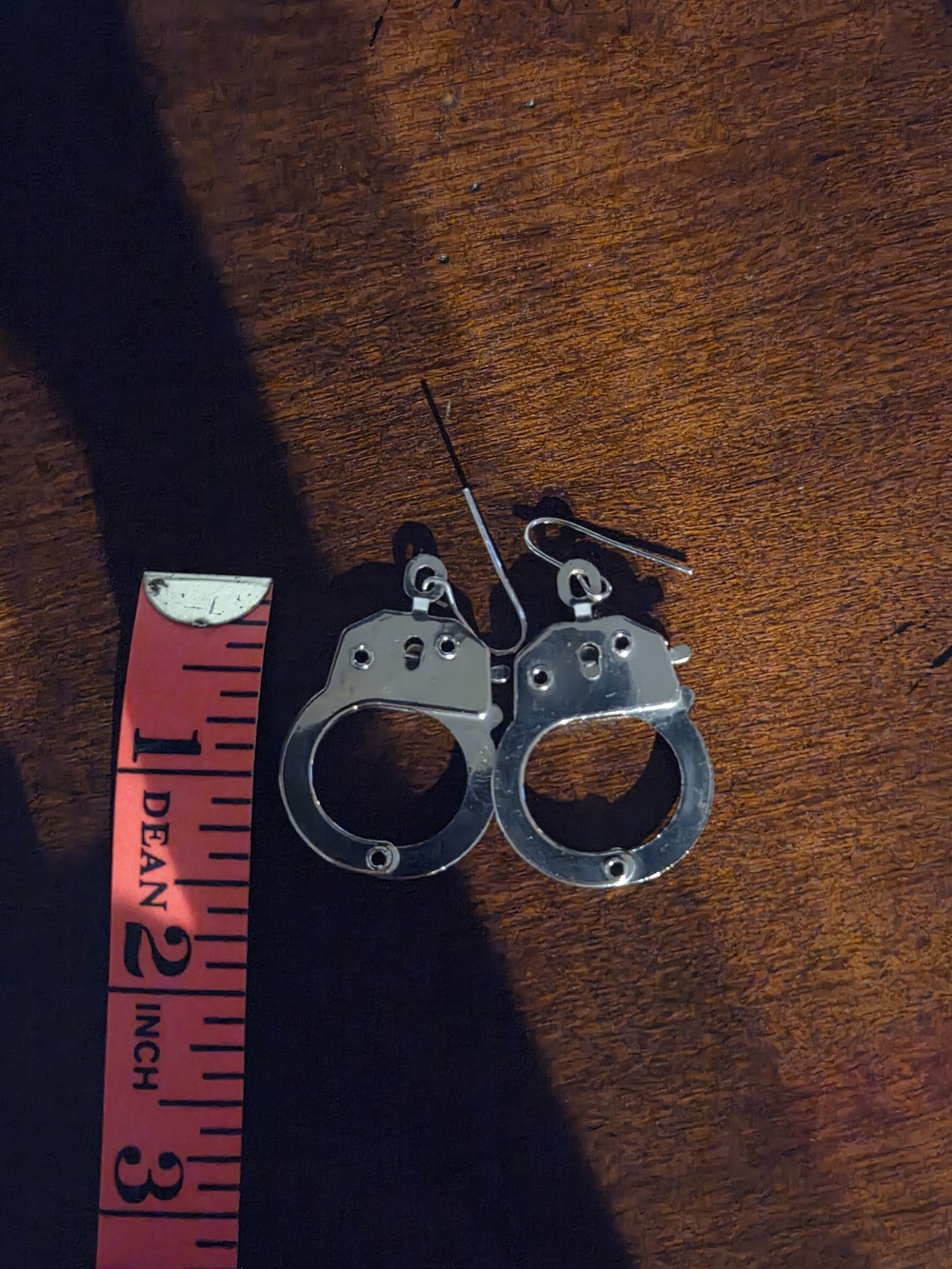 Silver Tone Handcuff Earrings - Picture 2 of 2